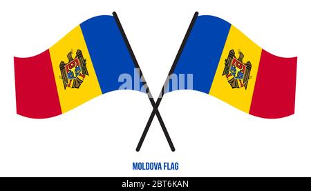 Illustration Vecteur de brandir le drapeau de la Moldova sur fond blanc. La Moldavie drapeau national. Illustration de Vecteur