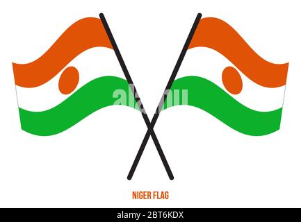 Illustration Vecteur de brandir le drapeau du Niger sur fond blanc. Drapeau national du Niger. Illustration de Vecteur