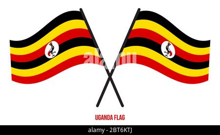 Illustration Vecteur de brandir le drapeau de l'Ouganda sur fond blanc. Drapeau national de l'Ouganda. Illustration de Vecteur