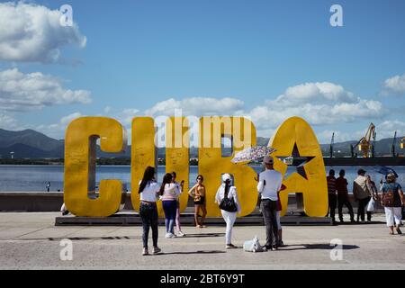 CUBA signe à Santiago de Cuba, Santiago, /Cuba- SANTIAGO DE CUBA, PROVINCE DE SANTIAGO DE CUBA, CUBA - janvier 12 2020 Banque D'Images