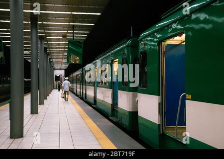 Plate-forme de la gare de Batthyany ter à Budapest, Hongrie Banque D'Images