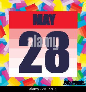 Icône mai 28. Pour planifier une journée importante. Bannière pour les jours fériés et les jours spéciaux. 28 mai. Illustration vectorielle. Illustration de Vecteur