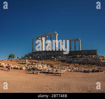 Le Temple de Poséidon à Cap Sounion, en Grèce Banque D'Images