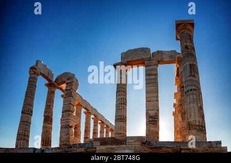 Le Temple de Poséidon à Cap Sounion, en Grèce Banque D'Images