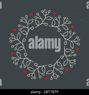 Guirlande de Noël cadres ronds ensemble de gribouillages dessinés à la main. Illustration vectorielle. Illustration de Vecteur