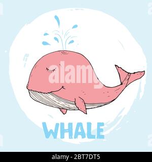 Dessin animé de baleines dessin manuel des animaux dessin animé Illustration du scénario Illustration de Vecteur