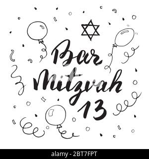 Bar Mitzvah Calligraphe lettrage signe. Dessin à la main, dessin d'une boodle. Illustration vectorielle. Illustration de Vecteur