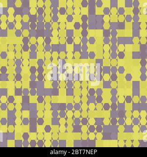 Hexagones en carrés - motif géométrique en mosaïque carrée sans couture. Nuances de gris et de jaune. Arrière-plan, texture pour papier, textiles, sites Web, ap Illustration de Vecteur