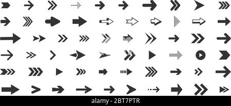 Flèches grandes icônes noires. Icône de flèche. Collection de vecteurs fléchés. Flèche. Curseur. Flèches simples modernes. Illustration vectorielle eps 10 Illustration de Vecteur
