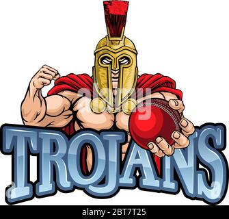 Sports Cricket Trojan Spartan Mascot Illustration de Vecteur