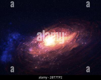 Un aspect profond de l'espace. Quasar dans des couleurs vives près de galaxies et étoiles lointaines. Science-fiction. Grain du film. Des éléments de cette image ont été fournis par la NASA. Banque D'Images