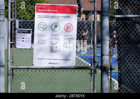 Covid 19 ouverture du règlement municipal du court de tennis. Montréal, Canada. 23 mai 2020 Banque D'Images