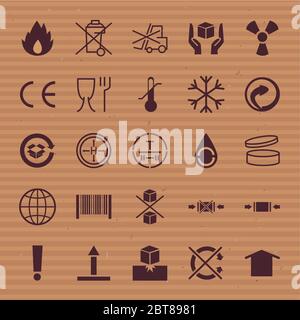 Style de ligne Icon Set design, emballage carton livraison logistique transport et thème d'expédition illustration vectorielle Illustration de Vecteur