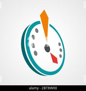 Inscrivez-vecteur avec horloge abstraite d'exclamation. Modèle plat Illustration de Vecteur