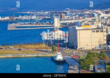 Horizon de la ville d'Aomori et de la baie d'Aomori, préfecture d'Aomori, Tohoku, Japon. Banque D'Images