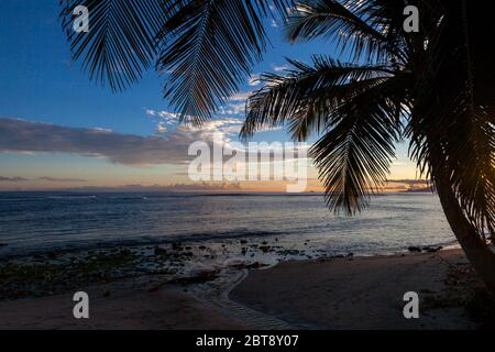 Coucher de soleil à Sainte-Anne. Guadeloupe. Banque D'Images