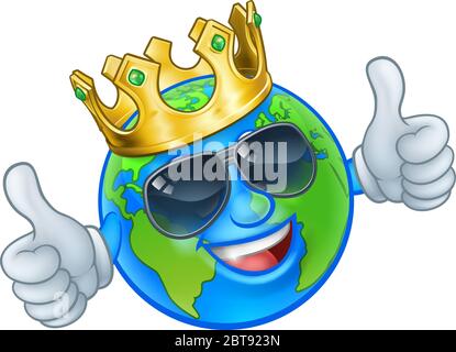 Globe terrestre King lunettes de soleil Cartoon World Mascot Illustration de Vecteur