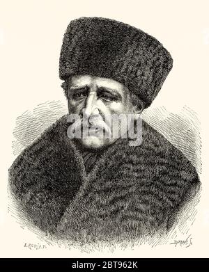 Portrait du baron Adolf Erik Nordenskiold (Helsinki 1832 - Dalby, Scania 1901), explorateur polaire suédois d'origine finlandaise. Europe, 19e siècle ancien voyage d'illustration de gravure au pôle Nord, de Novaya Zemlya à Yenisei par Adolf Erik Nordenskiold 1875 Banque D'Images