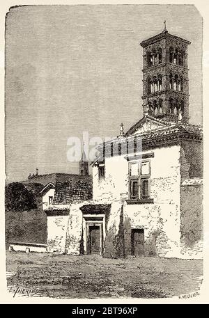 Couvent de la basilique de Santa Pudenziana, Rome. Italie, Europe. Voyage à Rome par Francis Wey 19e siècle Banque D'Images