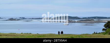 Vue depuis le parcours de golf de St Mary's, Iles of Scilly - Royaume-Uni Banque D'Images