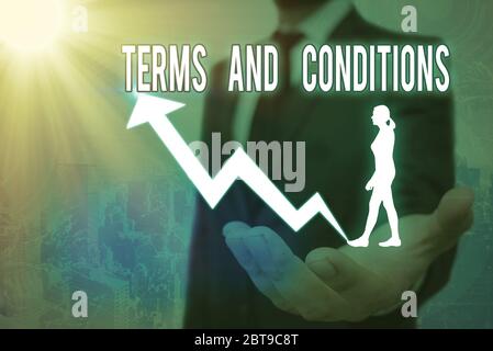 Texte de l'écriture Termes et Conditions. Photo conceptuelle règles qui s'appliquent à l'exécution d'un contrat particulier Banque D'Images