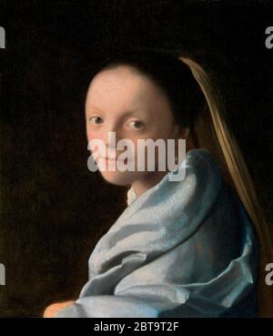 Etude d'une jeune femme (v.1665-1667) par Johannes Vermeer (1632-1675). Original du MUSÉE MET. Banque D'Images