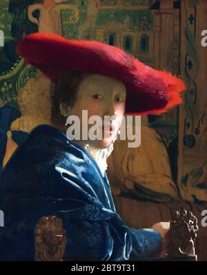 Johannes Vermeer (Néerlandais, 1632 - 1675), Girl with the Red Hat, ch. 1665/1666, huile sur panneau, Collection 1937.1.53 Andrew W. Banque D'Images