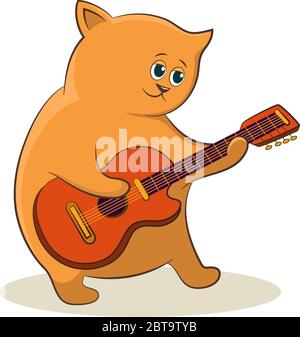 Chat avec guitare Illustration de Vecteur