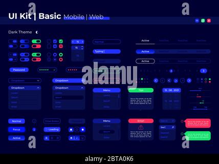 Kit d'éléments de base de l'interface utilisateur Illustration de Vecteur