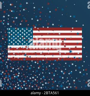 Historique de la journée de l'indépendance. Illustration vectorielle avec étoiles et drapeau USA Illustration de Vecteur