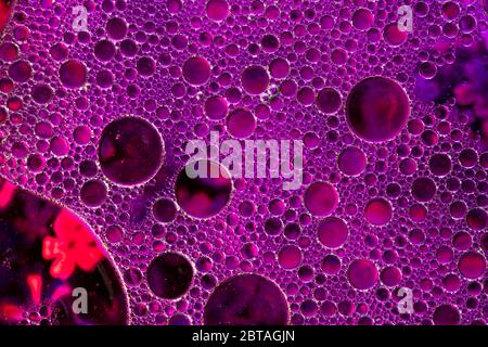 une superbe photo de haut de bulles d'eau liquide, photo macro Banque D'Images