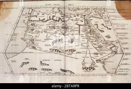 MAPA DE AFRICA DEL NORTE Y EL NILO. Auteur: CLAUDIO TOLOMEO. LIEU: ACADEMIA DE LA HISTORIA-COLECCION. MADRID. ESPAGNE. Banque D'Images