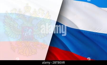 Drapeau russe. Drapeau russe avec emblème d'aigle agitant dans le vent. Arrière-plan réaliste du drapeau russe. Russie drapeau boucle gros plan Full HD . Russie Kremlin Banque D'Images