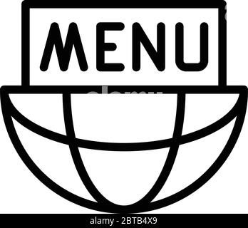 Icône de menu et demi-globe, style de contour Illustration de Vecteur