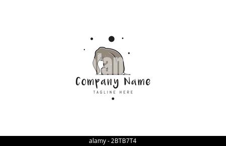 Logo vectoriel sur lequel une image abstraite d'un bébé éléphant assis. Illustration de Vecteur