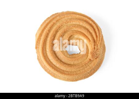 Biscuit rond à sablés isolé sur fond blanc Banque D'Images