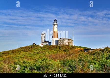 Montauk Lighthouse et plage à long Island, New York, Etats-Unis. Banque D'Images