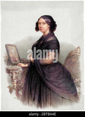 1854 c, FRANCE: Duchesse Louise Marie Thérèse de BOURBON princesse petite-feuille de France aka LOUISE d'ARTOIS ( 1819 - 1864 ) en robe noire veuve . Fille de Charles-Ferdinand d'Artois CIC de BERRY et Caroline de Naples et de Sicile Bourbon ( Carolina di Napoli e Sicilia ). Marié à Charles III Duc de Parme et de plaisance Bourbon-Parme ( Duca di Parma e Piacenza ), le couple avait 4 fils . Portrait du graveur Léon-Noel , tiré de l'œuvre originale de Luigi Rossi . COLORISÉ NUMÉRIQUEMENT .- Louise-Marie-Thérèse - Duchessa Luisa -Borbone-Parme - NOBLESSE - NOBILI francesi - Nogiltà francese - Banque D'Images