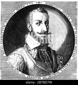 1604 , ALLEMAGNE : le capitaine général italien Marquis AMBROGIO SPINOLA de Los Balbases ( Ambrosio , 1569 - 1630 ) au service du roi allemand et espagnol de Flamand Ferdinand II Habsbourg ( 1578 - 1637 ). Portrair gravé par un artiste inconnu , pubblié en 1604 . Commandant militaire qui a fouillé pour les pays-Bas espagnols pendant la guerre des quatre-vingt ans et pour le Saint Empire romain pendant la guerre de trente ans . - marchese - conte - Buenaventura - Absburg - Asburg - Asburgo - Autriche - ESPAGNE - SPAGNA - FIANDRE - NOBLESSE - NOBILI italiani - Nobillà italiana - illustrazione - illustration - gravure - in Banque D'Images