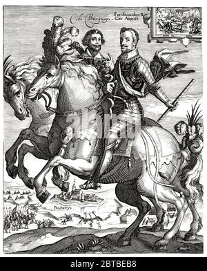 1606 CA , ALLEMAGNE : le Comte CHARLES Bonaventura de LONGUEVAL DE BUCQUOY ( Bonaventure , 1571 - 1621 ) avec le Capitaine général Marquis AMBROGIO SPINOLA de Los Balbases ( Ambrosio , 1569 - 1630 ). Portrair par graveur non-identifié d'après Crijspin Van de passe ( 1564 - 1637 ), pubé en 1606 ca, par erreur Spinola est rebaptisé comme le roi allemand Ferdinand II Habsbourg ( 1578 - 1637 ). De Bucquoy était un Français né à Arras , commandant militaire qui a fouillé pour les pays-Bas espagnols pendant la guerre des quatre-vingt ans et pour le Saint Empire romain pendant la guerre de trente ans . - KAREL - CARLOS --- ARCHIVIO GBB Banque D'Images