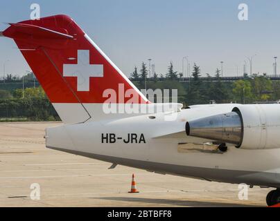 Bombardier Challenger avion de direction à l'aéroport de Vérone utilisé comme ambulance aérienne pour un vol médical Banque D'Images