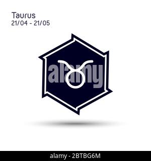 Signe de Taurus zodiac dans une étoile à six pointes avec des bords tranchants. Design plat ICON. Symbole d'astrologie isolé sur fond blanc. Étoile à 6 points Vector. Illustration de Vecteur