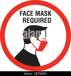 Masque facial requis. Mesures de protection contre le coronavirus COVID-19 Illustration de Vecteur