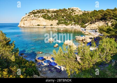 Anthony Quinn Bay, plage isolée sur l'île de Rhodes. Grèce Banque D'Images