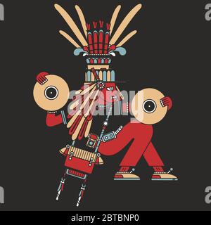 DJ Hiphop antique Aztec avec art abstrait en vinyle Illustration de Vecteur