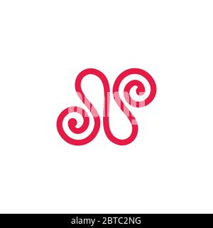 abstrait lettre n boucle en spirale lignes art symbole logo vecteur Illustration de Vecteur