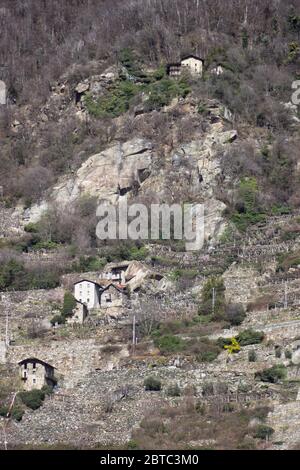 panorama du village de Bard, vallée d'Aoste, alpes italiennes Banque D'Images