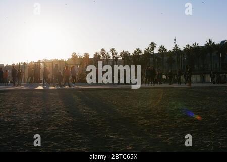 La plage de Barceloneta à Barcelone, Espagne Banque D'Images