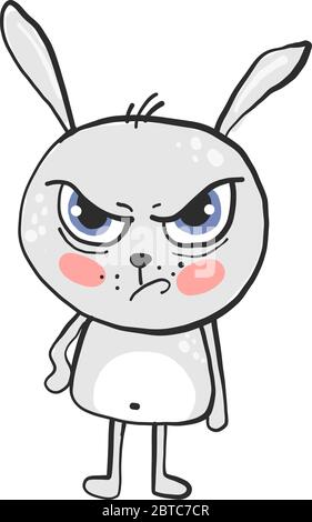 Angry bunny , illustration, vecteur sur fond blanc Illustration de Vecteur