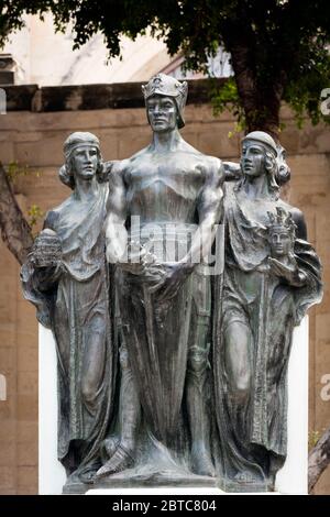 Le Grand Siege Monument, rue de la République. Sculpture en bronze par Antonio Sciortino. Banque D'Images